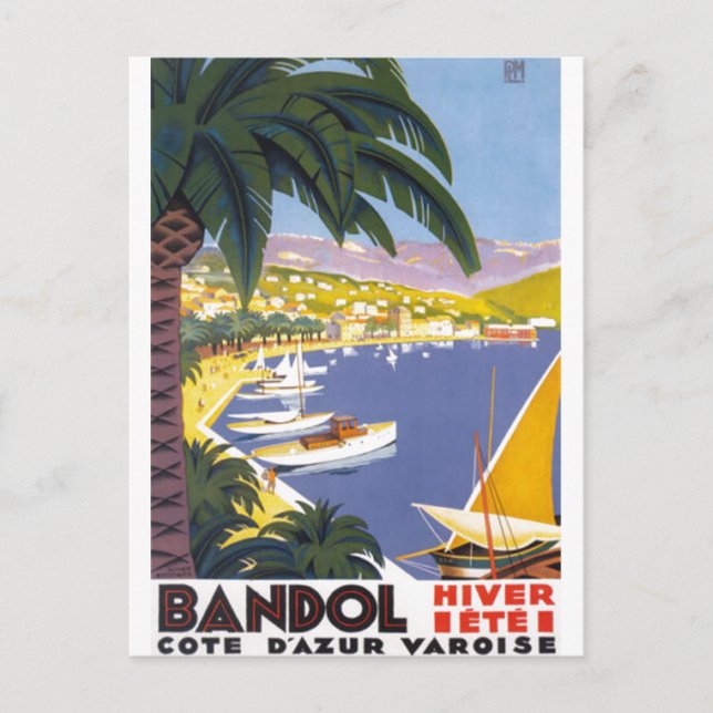 Postal Viaje francés por la Vieja Bandol Cote D'Azur Fran (Anverso)