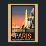 Postal Viaje francés retro París vintage<br><div class="desc">¡A cualquiera le encantaría recibir esta postal francesa antigua con un anuncio retro para viajar en tren en París,  Francia!</div>