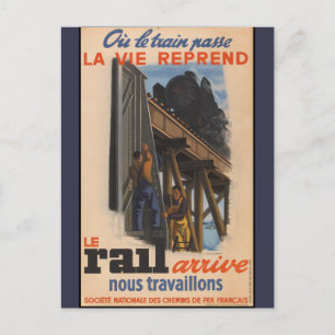 Postal Viaje francés vintage por ferrocarril Europa