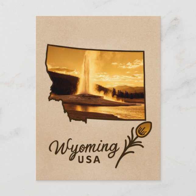 Postal Viaje Geyser del Parque Nacional Wyoming Yellowsto (Anverso)