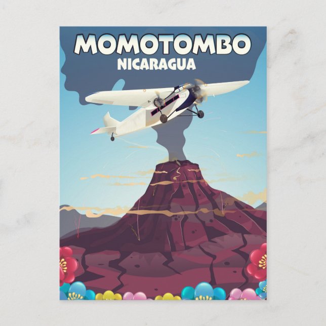 Postal Viaje impreso en volcán Momotombo Nicaragua. (Anverso)