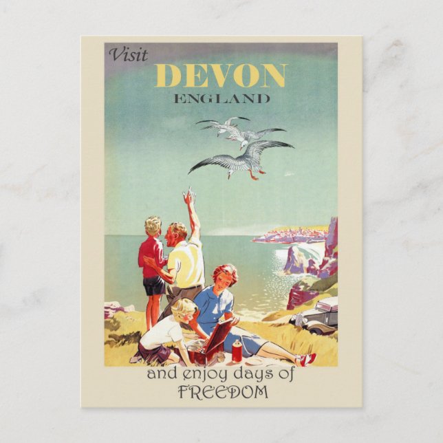 Postal Viaje inglés vintage Devon Inglaterra (Anverso)