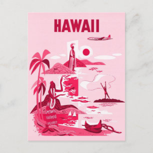 Postal Viaje inmaculado trópico de Hawái en rosa