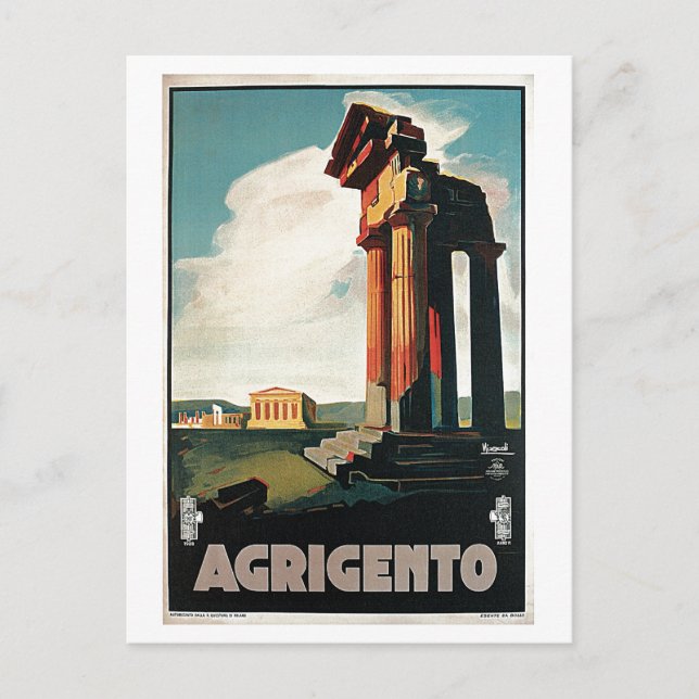 Postal Viaje italiano de Agrigento de los años 20 (Anverso)