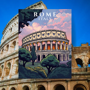 Postal Viaje italiano de época Roma Italia Coliseo