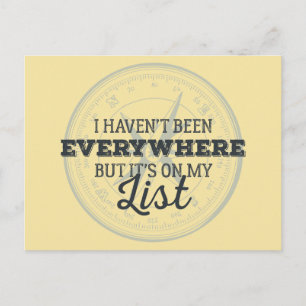 Postal Viaje más sello de brújula presupuesto motivaciona