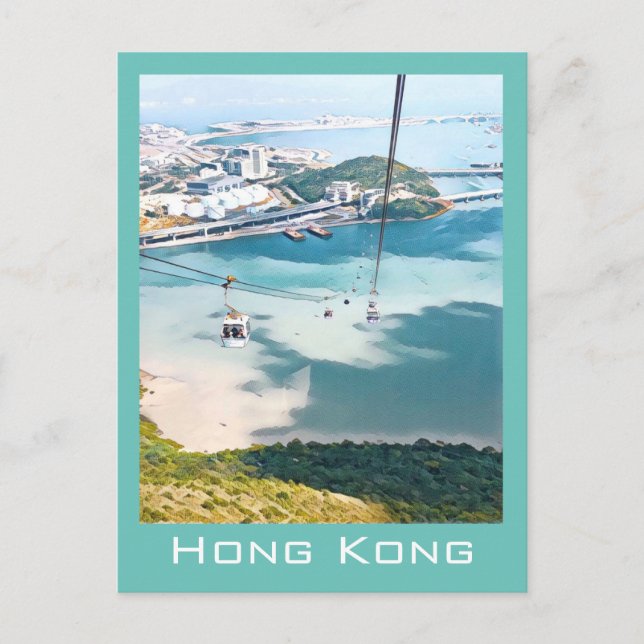 Postal Viaje moderno en tranvía de Hong Kong (Anverso)