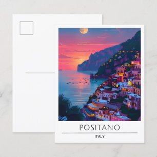 Postal Viaje nocturno en Positano Italia