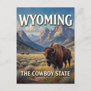 Postal Viaje Occidental del Bisonte de Wyoming