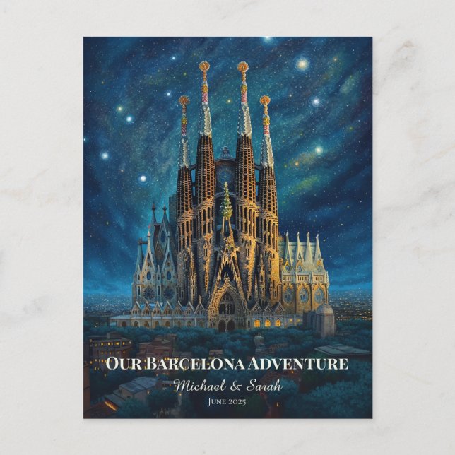 Postal Viaje personalizado de Barcelona | Sagrada Familia (Anverso)