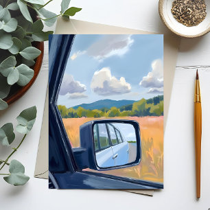 Postal Viaje por carretera Espejo retrovisor acuarela V