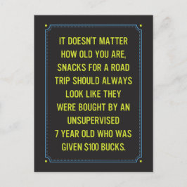 Postal Viaje por carretera Snacks Chiste / Sólo para dive