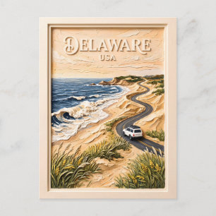 Postal Viaje por Delaware Vintage Texturizado de Carreter