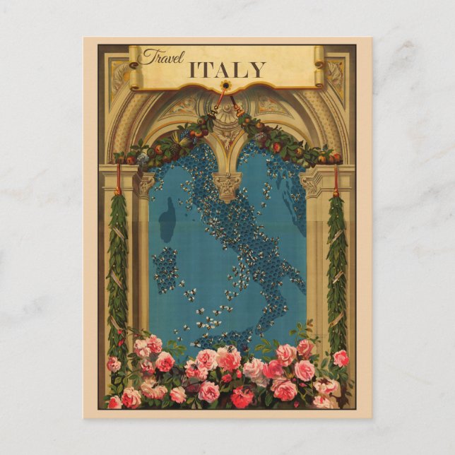 Postal Viaje por el mapa italiano de Italia (Anverso)