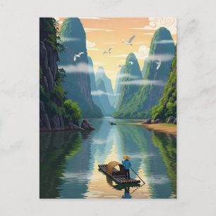 Postal Viaje por el río Li en Guilin, China