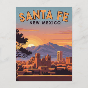 Postal Viaje por el Vintage Santa Fe Skyline New Mexico