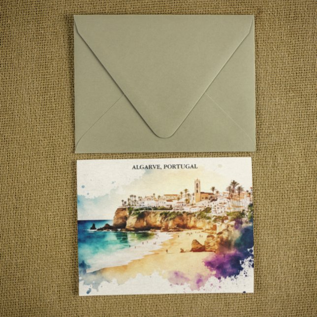 Postal Viaje por la acuarela en Portugal (Algarve Portugal travel postcard)