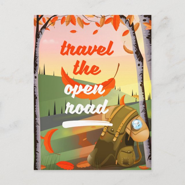 Postal Viaje por la carretera abierta Backpacking (Anverso)