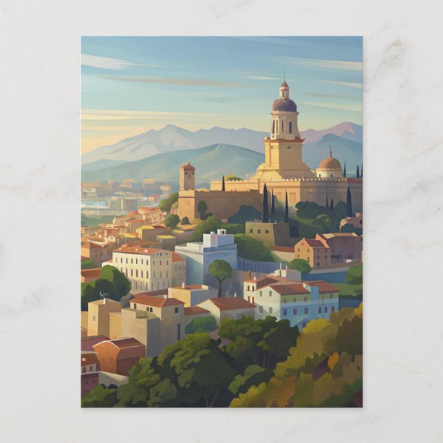 Postal Viaje por la ciudad de Málaga España (Anverso)