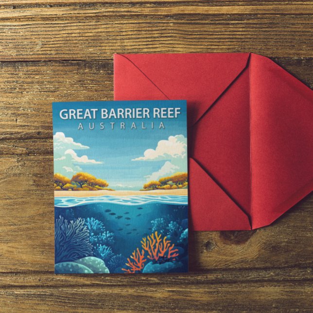 Postal Viaje por la Gran Barrera de Arrecifes de Australi (vintage great barrier reef australia postcard)