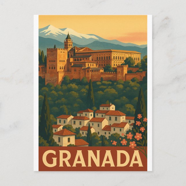 Postal Viaje Retro 2025 – Granada, España (Anverso)