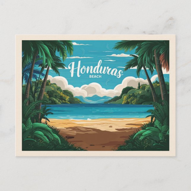 Postal Viaje retro a la playa de Honduras (Anverso)