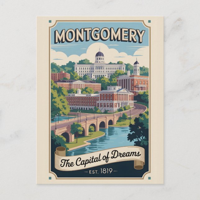 Postal Viaje Retro a Montgomery Alabama (Anverso)