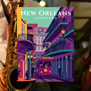 Postal Viaje Retro al Barrio Francés de Nueva Orleans