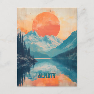 Postal Viaje retro al lago Kaindy Almaty Kazajistán