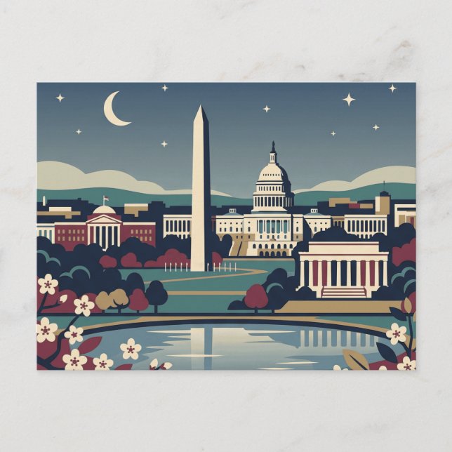 Postal Viaje Retro Antiguo Washington DC (Anverso)