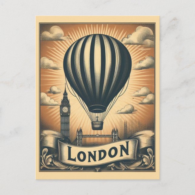 Postal Viaje retro británico de la vieja Londres (Anverso)
