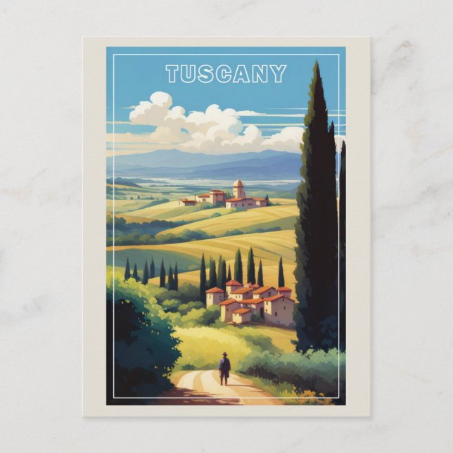 Postal Viaje retro de aldea italiana de la Toscana de la  (Anverso)