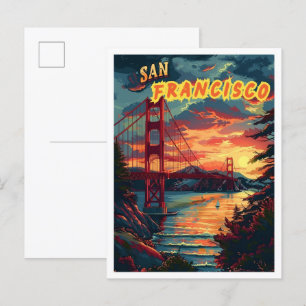 Postal Viaje retro de arte clásico de San Francisco