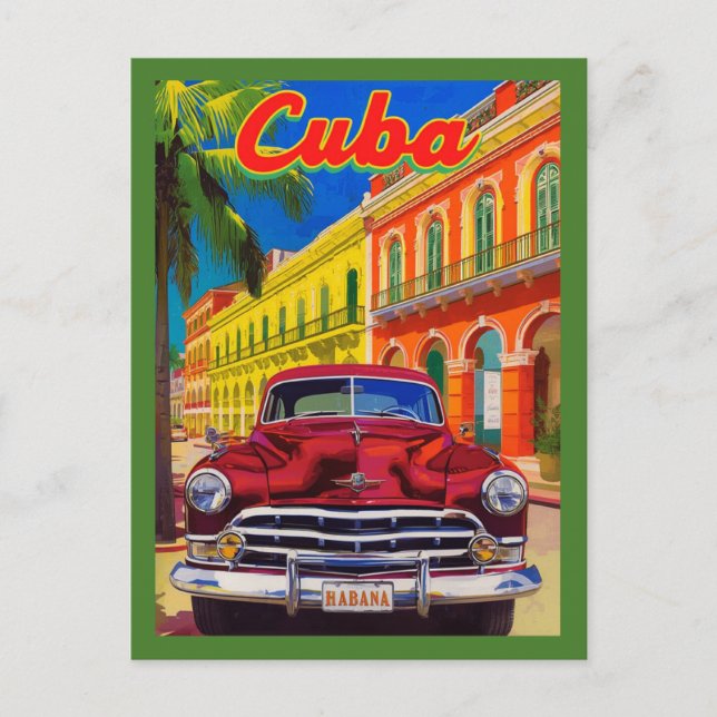 Postal Viaje retro de La Habana Cuba - Coche viejo coloni (Anverso)