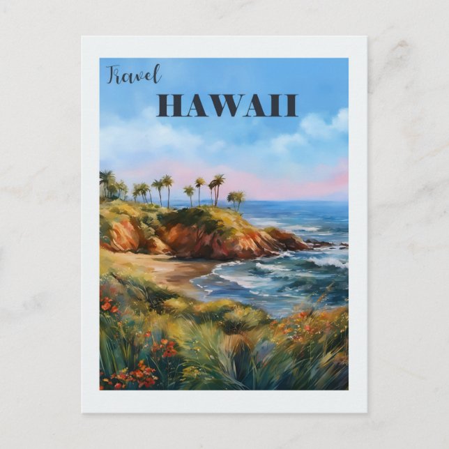Postal Viaje retro de la isla de Hawái (Anverso)