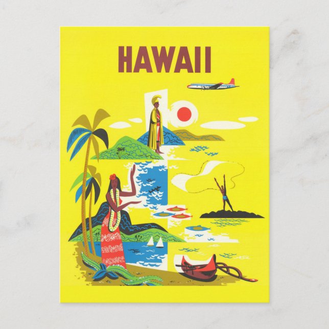 Postal Viaje retro de la isla de Hawái (Anverso)