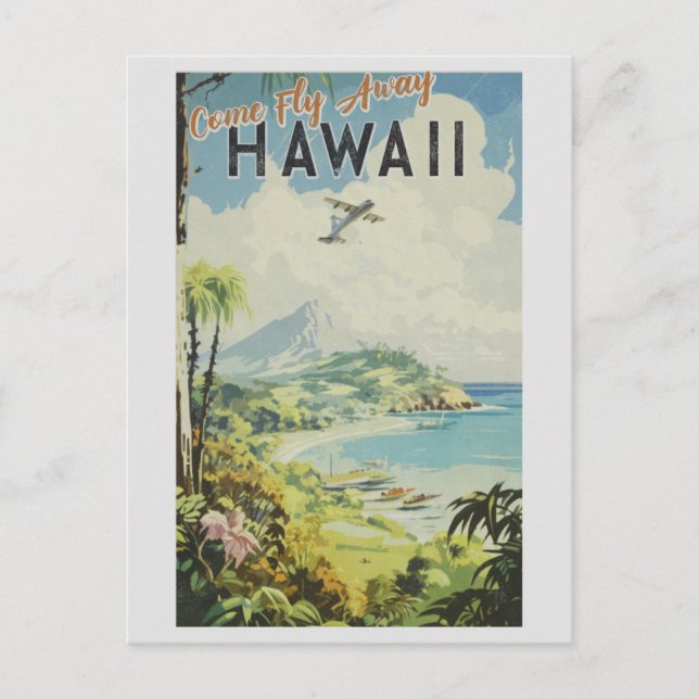 Postal Viaje retro de la isla de Hawái (Anverso)