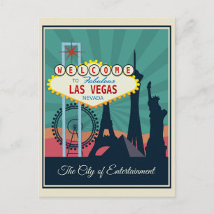 Postal Viaje retro de Las Vegas Nevada