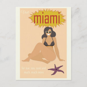 Postal Viaje retro de Miami Florida