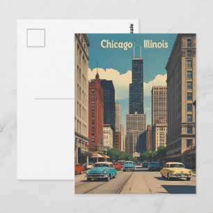 Postal Viaje Retro de Vintage Chicago Illinois