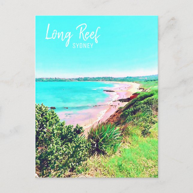 Postal Viaje retro en Long Reef Sydney Northern Beach (Anverso)