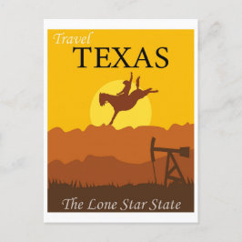 Postal Viaje retro estatal de estrella solitaria de Texas
