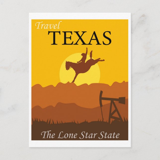 Postal Viaje retro estatal de estrella solitaria de Texas (Anverso)