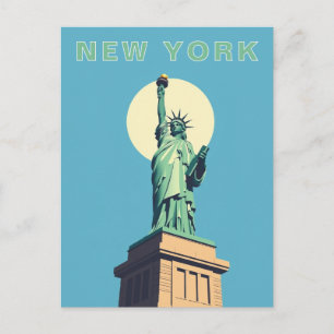 Postal Viaje Retro Estatua de la Libertad Nueva York