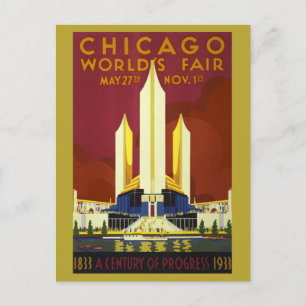 Postal Viaje Retro Feria Mundial de la Vieja Chicago Illi