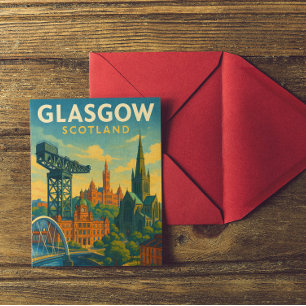 Postal Viaje retro Glasgow Escocia