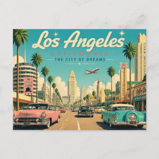 Postal Viaje Retro Los Ángeles Años 50