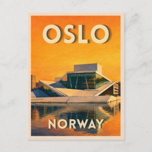 Postal Viaje Retro Oslo Noruega Atardecer en el Paseo Mar