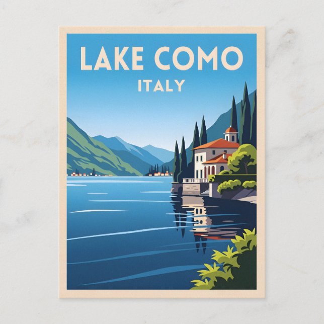 Postal Viaje Retro Viaje Lago Como Paisaje Italiano (Anverso)