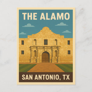 Postal Viaje Retro Vintage Alamo San Antonio Texas